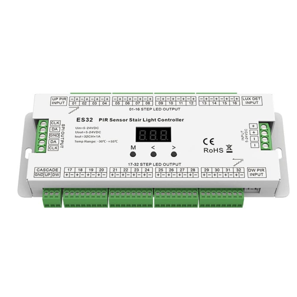 Bộ điều khiển đèn LED cầu thang 32 kênh, ngõ vào 5-24VDC OEM - ES32