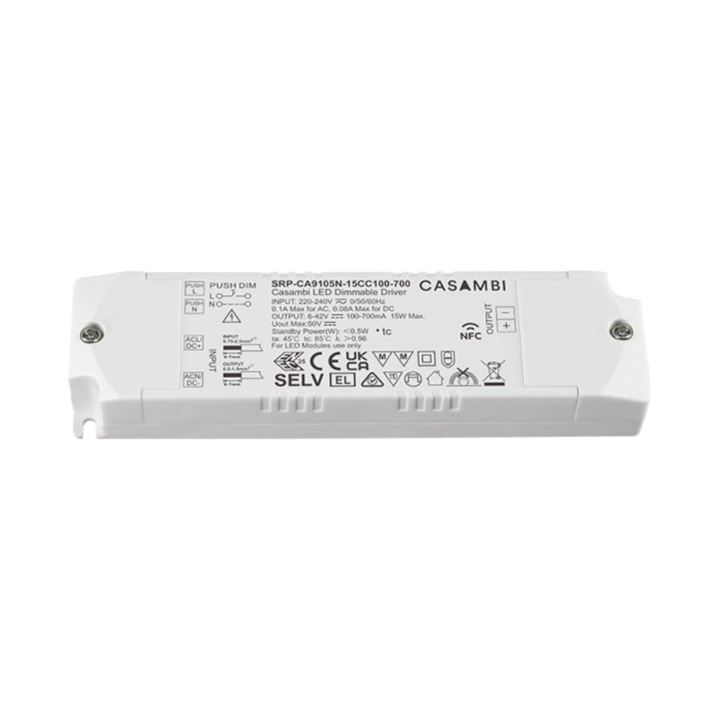 LED Driver CC Casambi 15W 6-42V 1 kênh NFC - SRP-CA9105N-15CC100-700