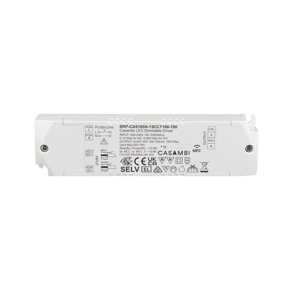 LED Driver CC Casambi 15W 6-42V 2 kênh NFC - SRP-CA9105N-15CCT100-700