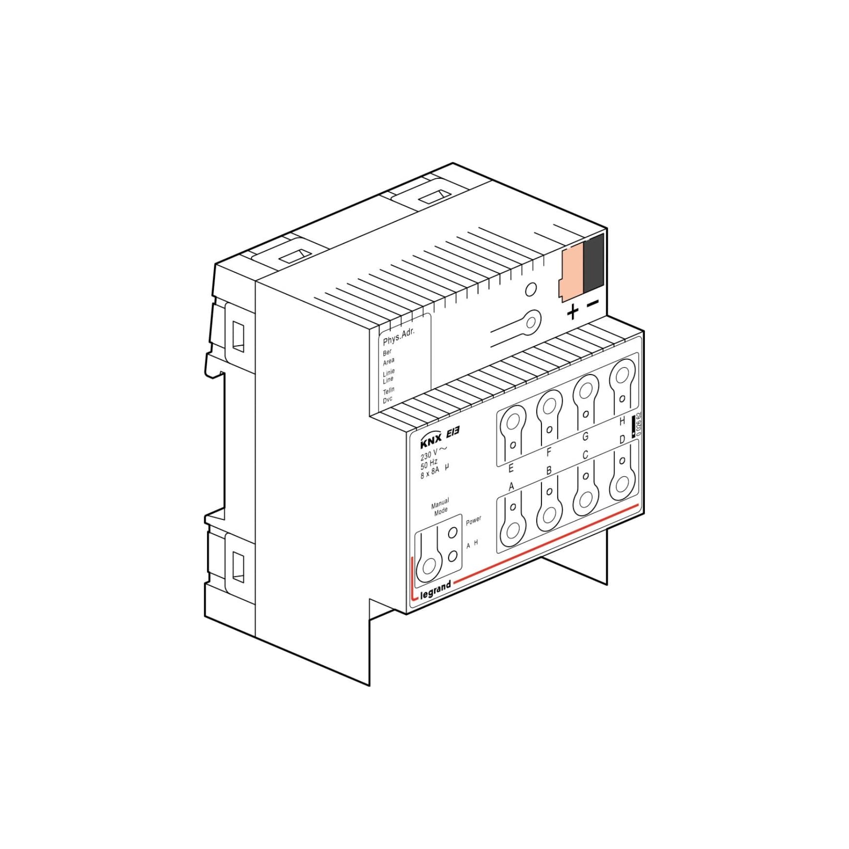 Bộ điều khiển DIN On/Off KNX 8 đầu ra 8A Legrand - 002662