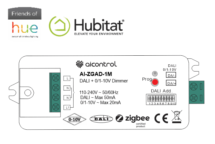 SR-ZGAD-1M: Bộ Dimmer Zigbee Điều Khiển Driver DALI và 0/1-10V, Tích Hợp Hue Bridge và Hubitat