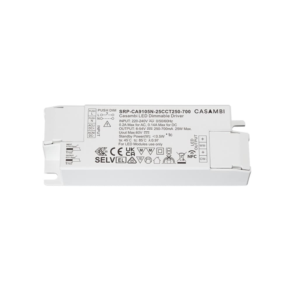 LED Driver CC Casambi 25W 6-54V 2 kênh NFC - SRP-CA9105N-25CCT250-700