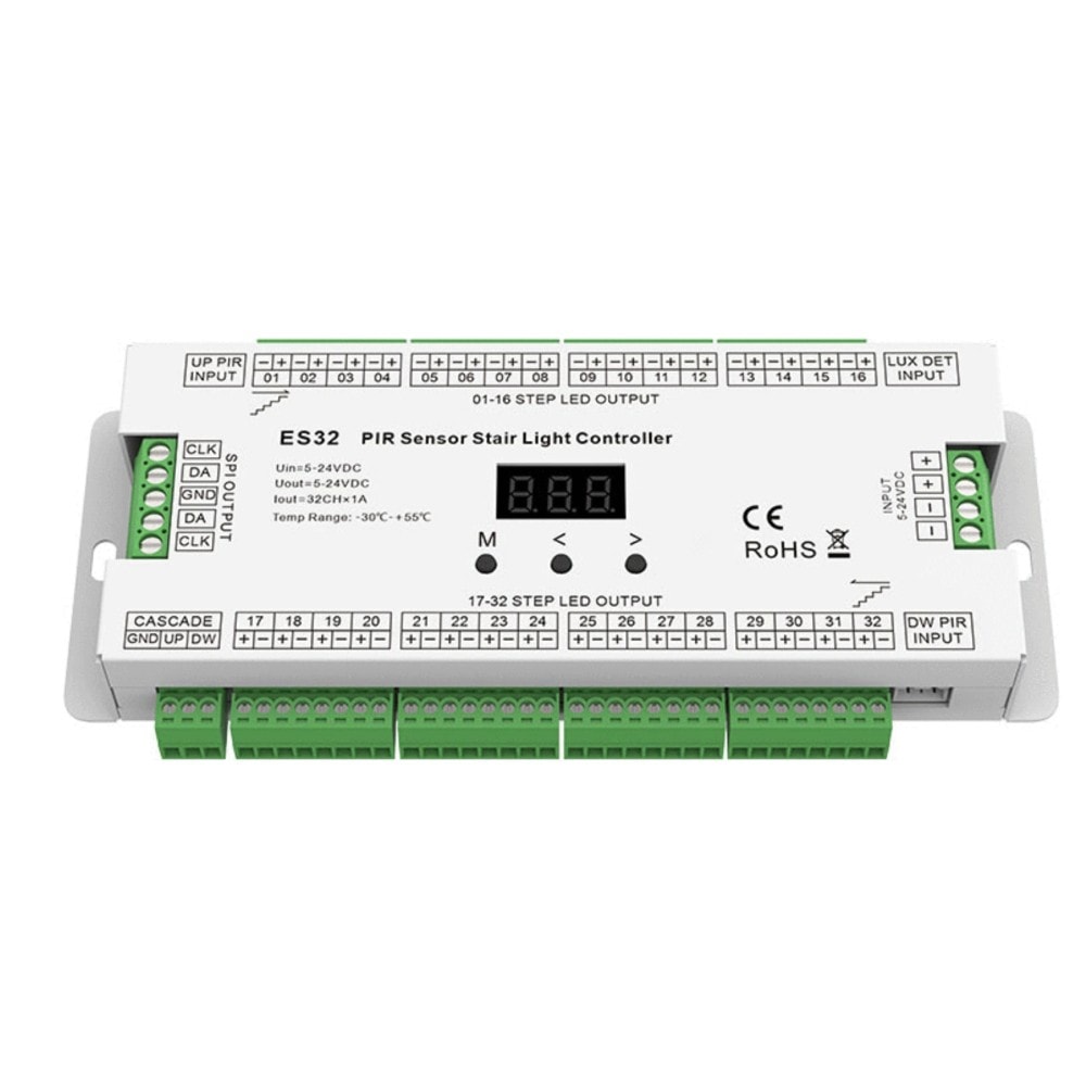 Bộ điều khiển đèn LED cầu thang 32 kênh, ngõ vào 5-24VDC OEM - ES32