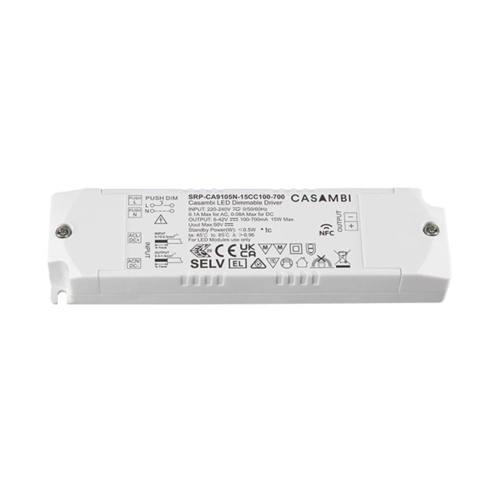 LED Driver CC Casambi 15W 6-42V 1 kênh NFC - SRP-CA9105N-15CC100-700