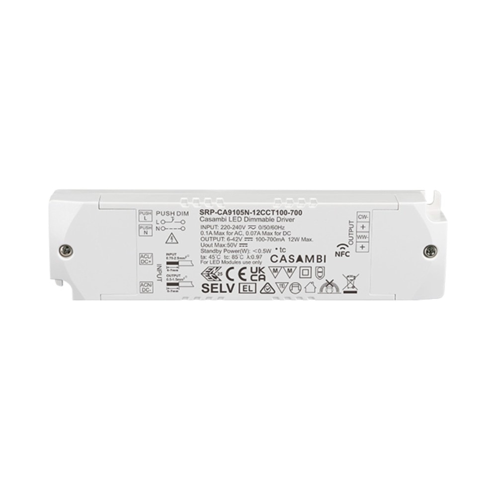 LED Driver CC Casambi 12W 6-42V 2 kênh NFC - SRP-CA9105N-12CCT100-700