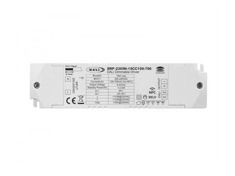 LED driver hỗ trợ NFC 15W DALI DT6 Sunricher - SRP-2305N-15CC100-700