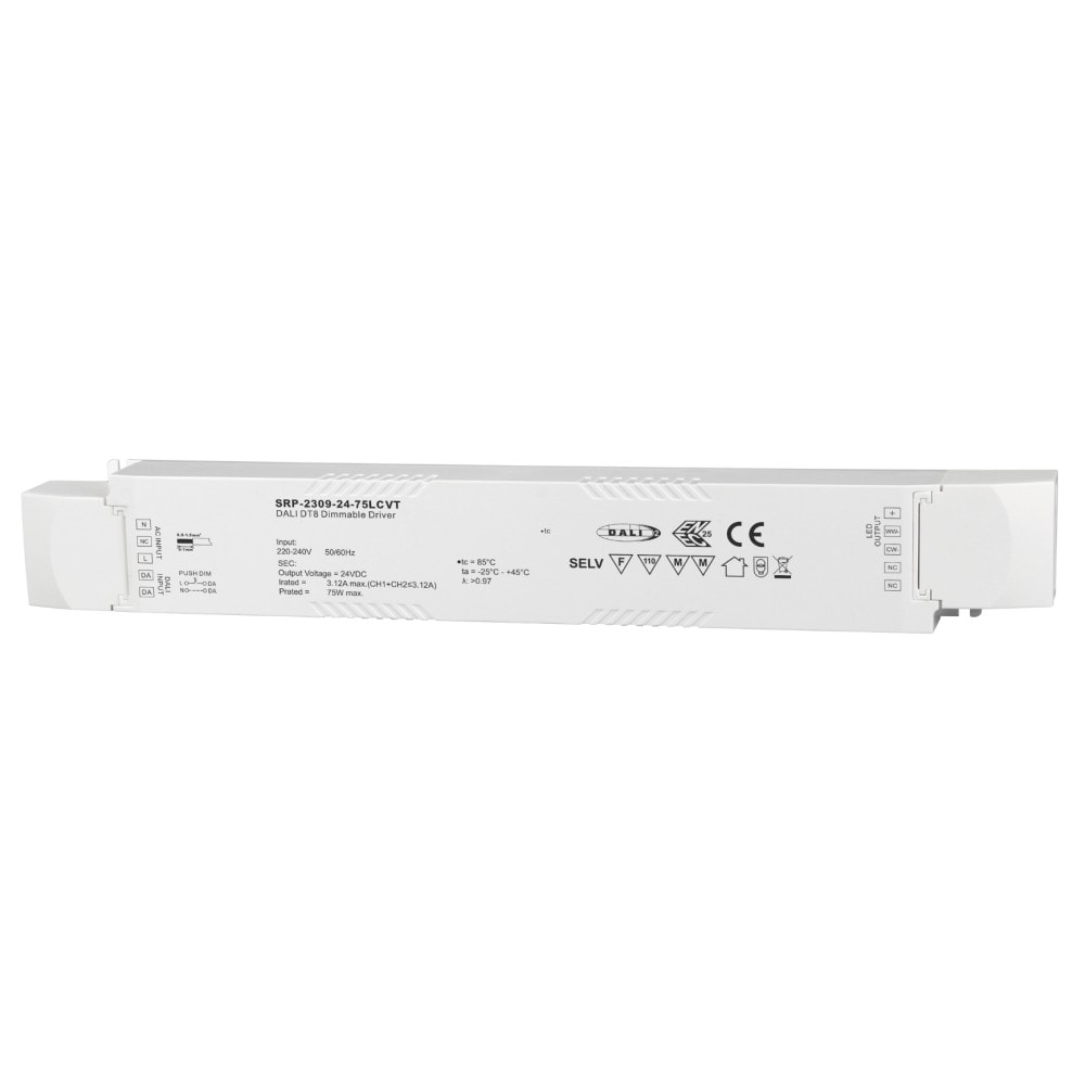 LED driver 75W 2CH 24VDC DALI DT8 Sunricher - SRP-2309-24-75LCVT