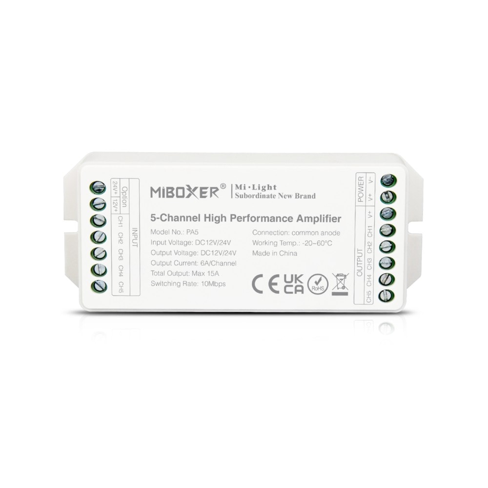 Bộ khuếch đại đèn LED hiệu suất cao 5 kênh 6A 12-24VDC OEM - PA5