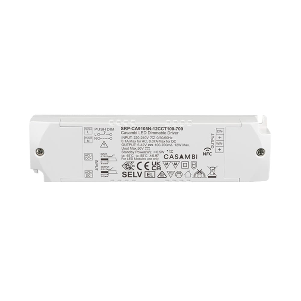 LED Driver CC Casambi 12W 6-42V 2 kênh NFC - SRP-CA9105N-12CCT100-700