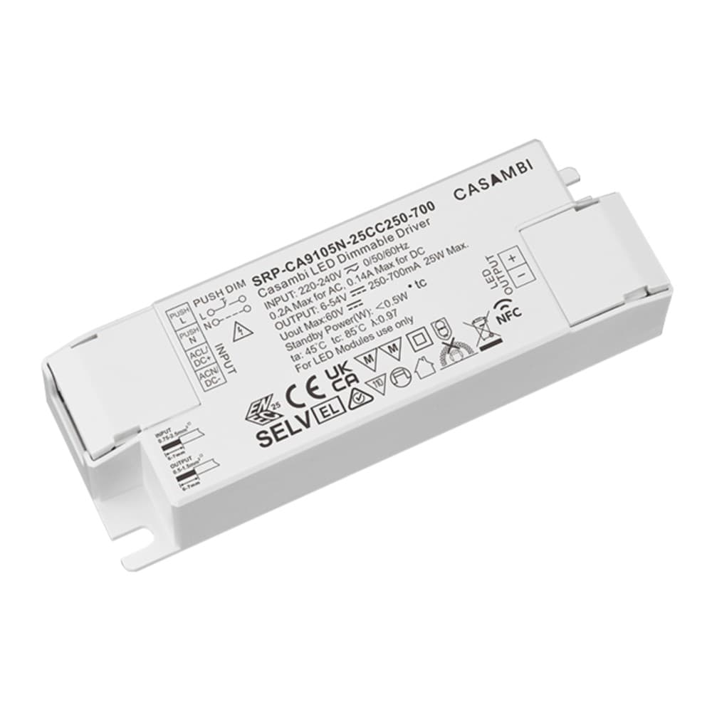 LED Driver CC Casambi 25W 6-54V 1 kênh NFC - SRP-CA9105N-25CC250-700