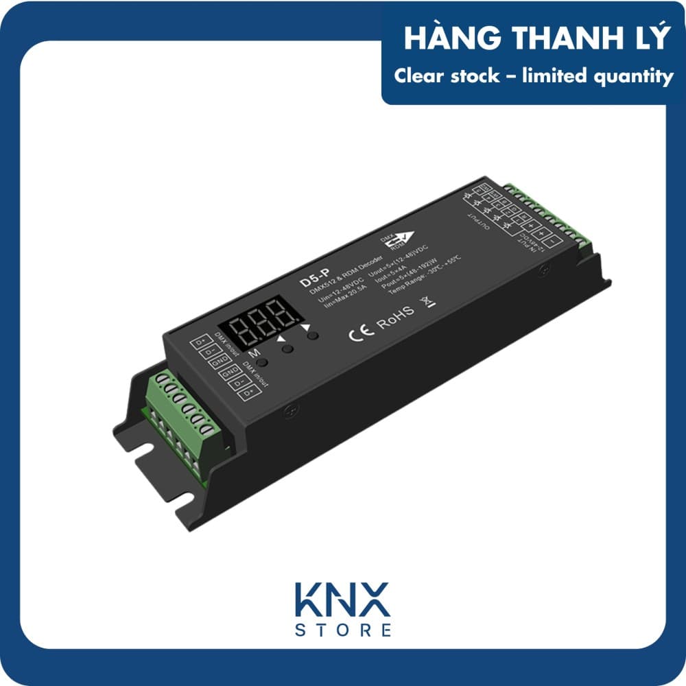 Bộ giải mã DMX512 & RDM 5 kênh*4A 12-48VDC CV - D5-P