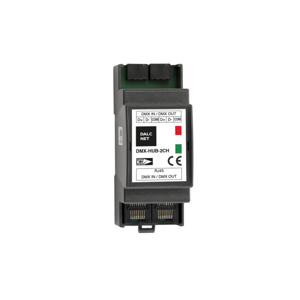 Bộ chia tín hiệu DMX 2 kênh, hỗ trợ DMX/RDM, cổng RJ45 DALCNET - DMX-HUB-2CH