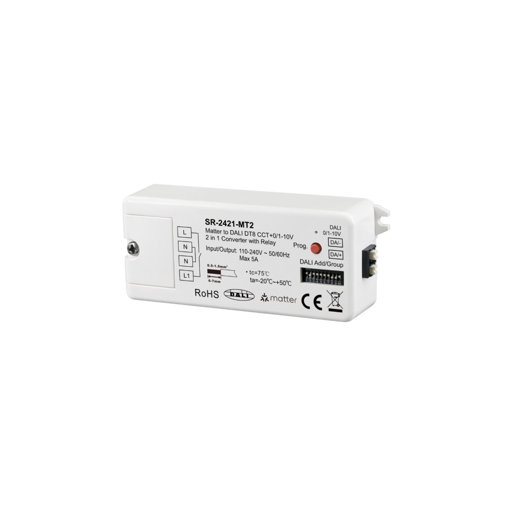 Bộ chuyển đổi Matter Thread sang DALI DT8 CCT+0/1-10V 2 trong 1 Sunricher - SR-2421-MT2