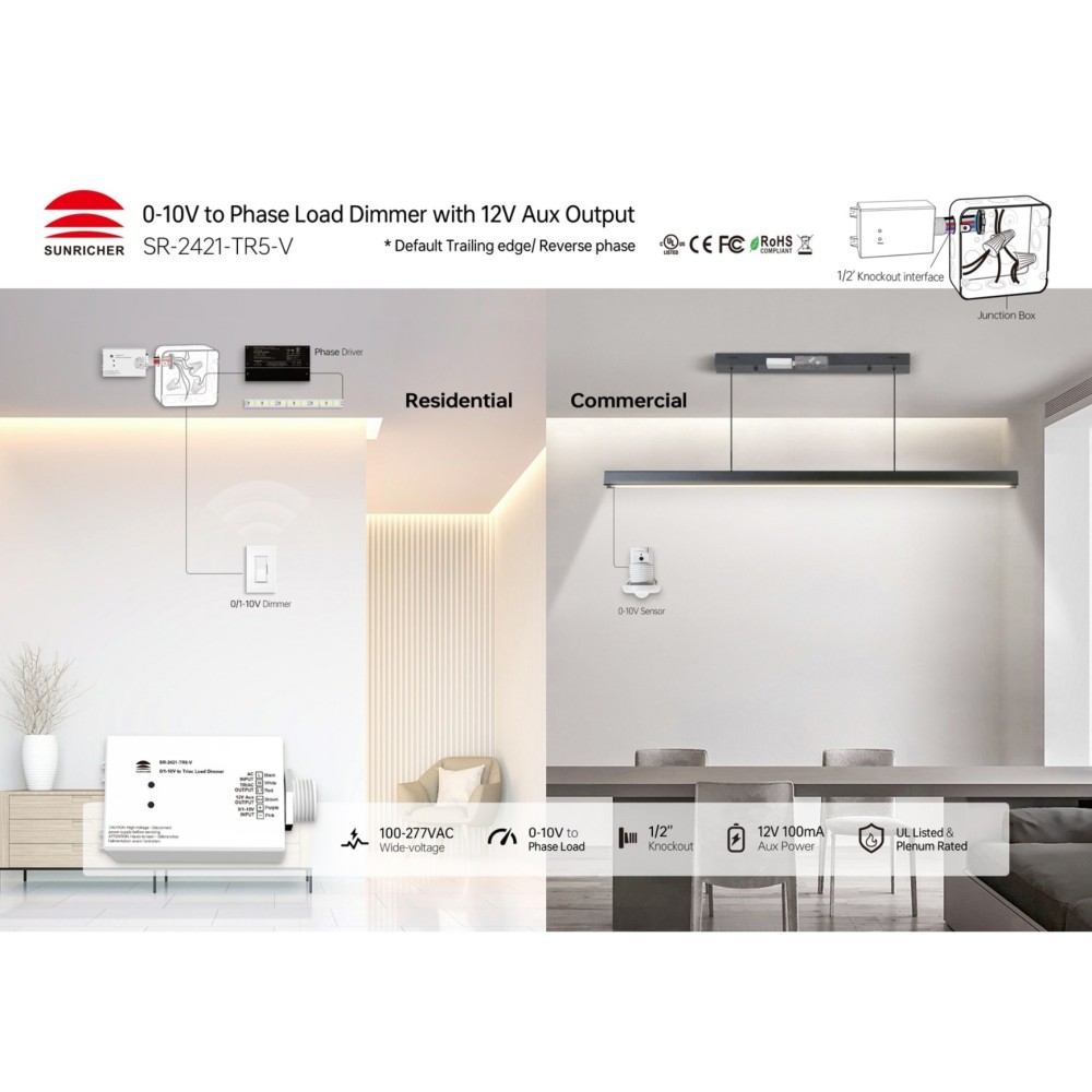 Bộ điều chỉnh độ sáng 0-10V sang Triac Sunricher - SR-2421-TR5-V slide 4