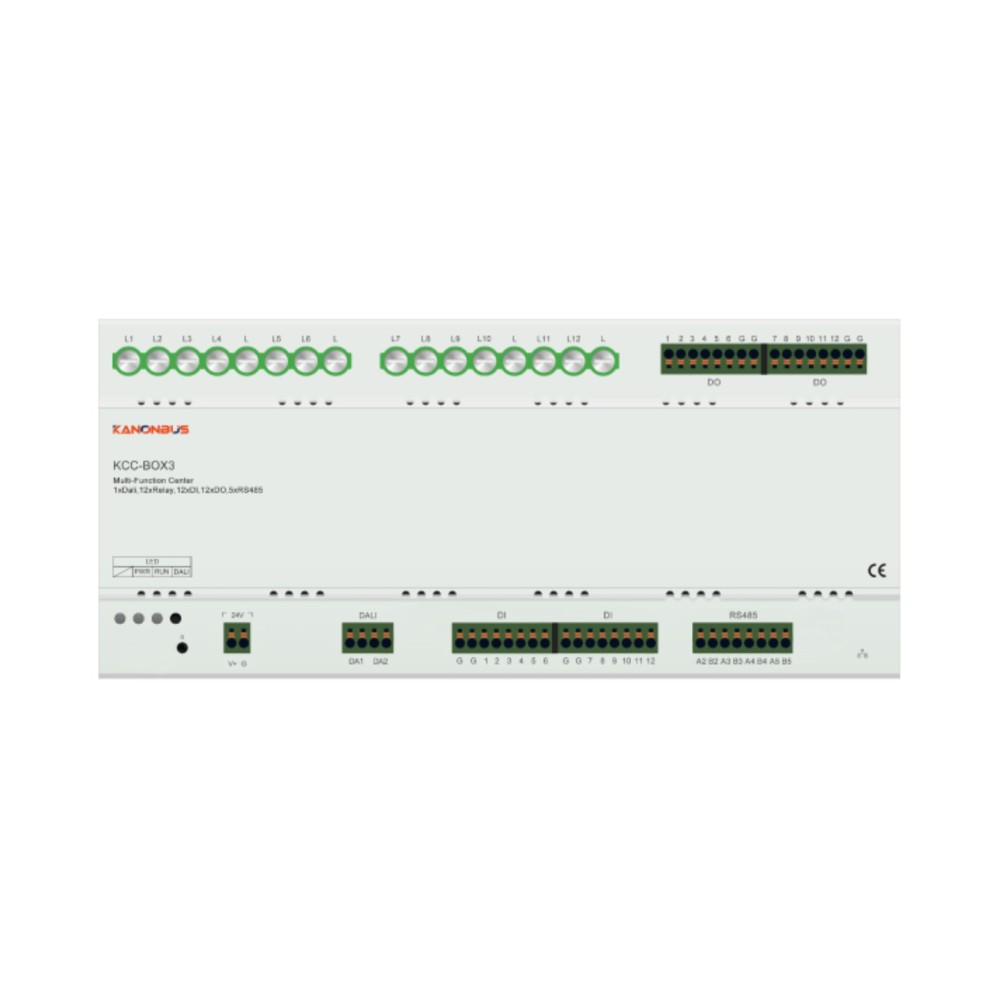 Bộ điều khiển KNX host, 5 cổng RS485, 12 kênh, 1 cổng DALI Kanonbus - KCC-BOX3