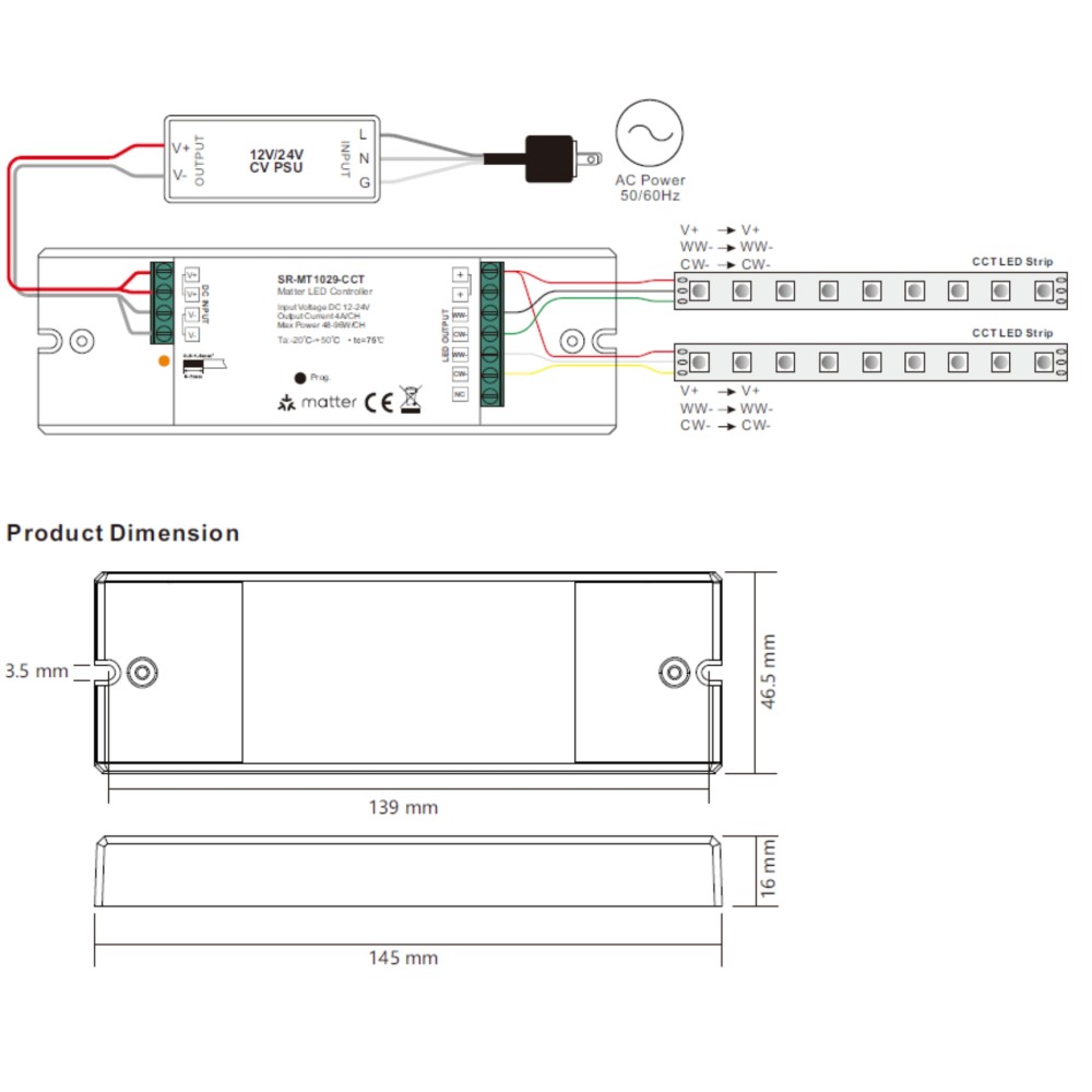 Bộ điều khiển LED CCT Matter over Thread + Zigbee Sunricher - SR-MT1029-CCT slide 1