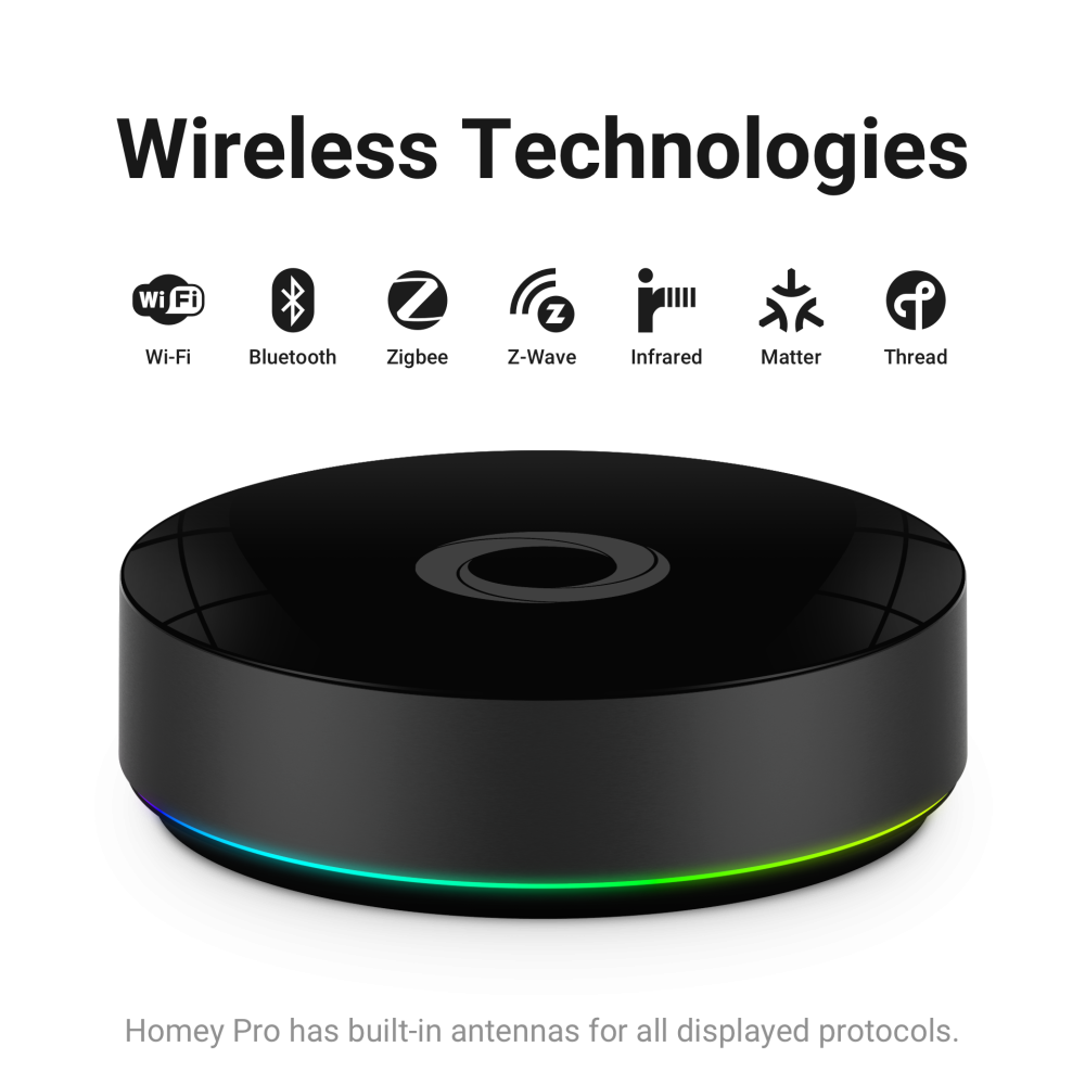 Bộ điều khiển trung tâm Homey Pro - Matter & Thread, Z-Wave, Zigbee, Wi-Fi, BLE, IR slide 3