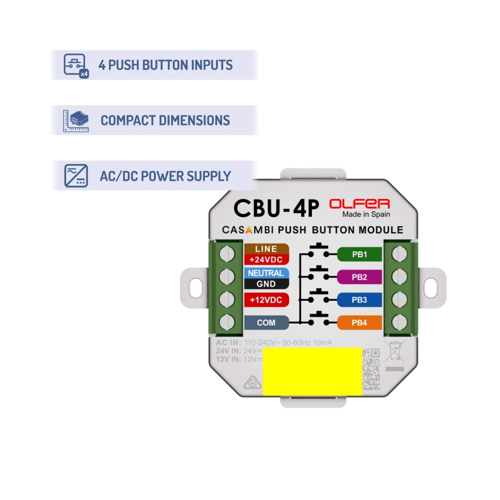 Bộ module nút nhấn Casambi 4 kênh Olfer - CBU-4P slide 1