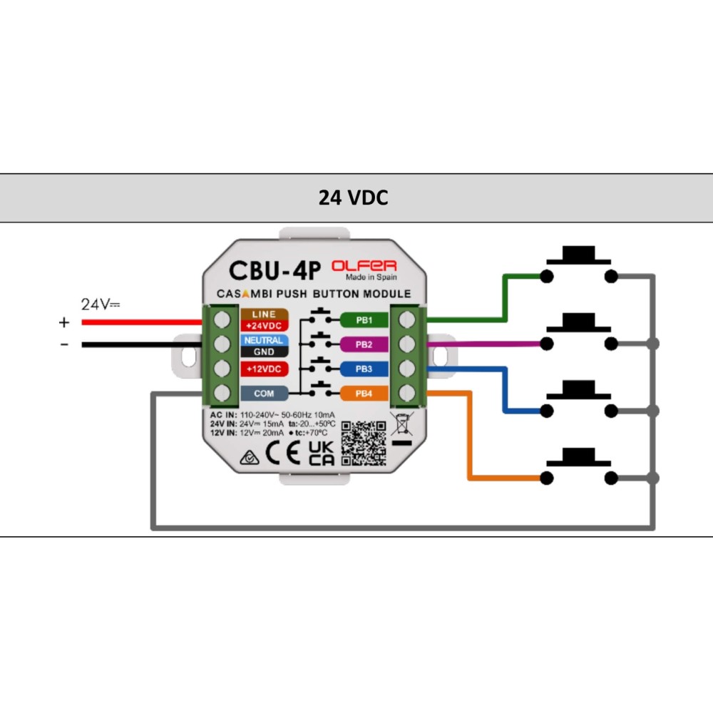 Bộ module nút nhấn Casambi 4 kênh Olfer - CBU-4P slide 3
