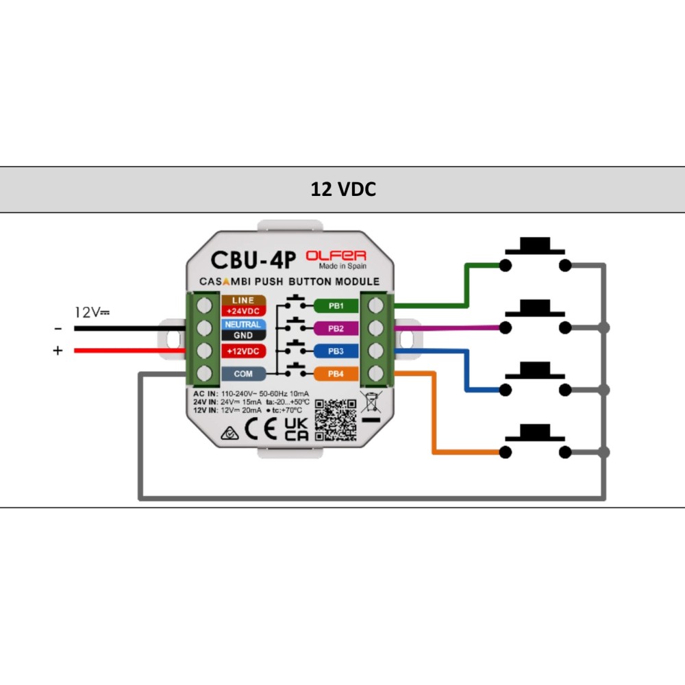 Bộ module nút nhấn Casambi 4 kênh Olfer - CBU-4P slide 4