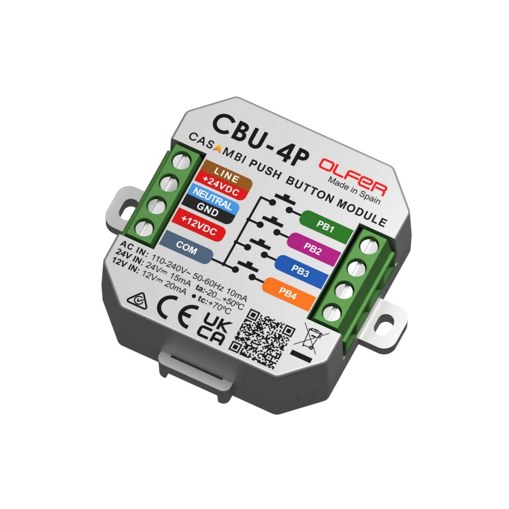Bộ module nút nhấn Casambi 4 kênh Olfer - CBU-4P