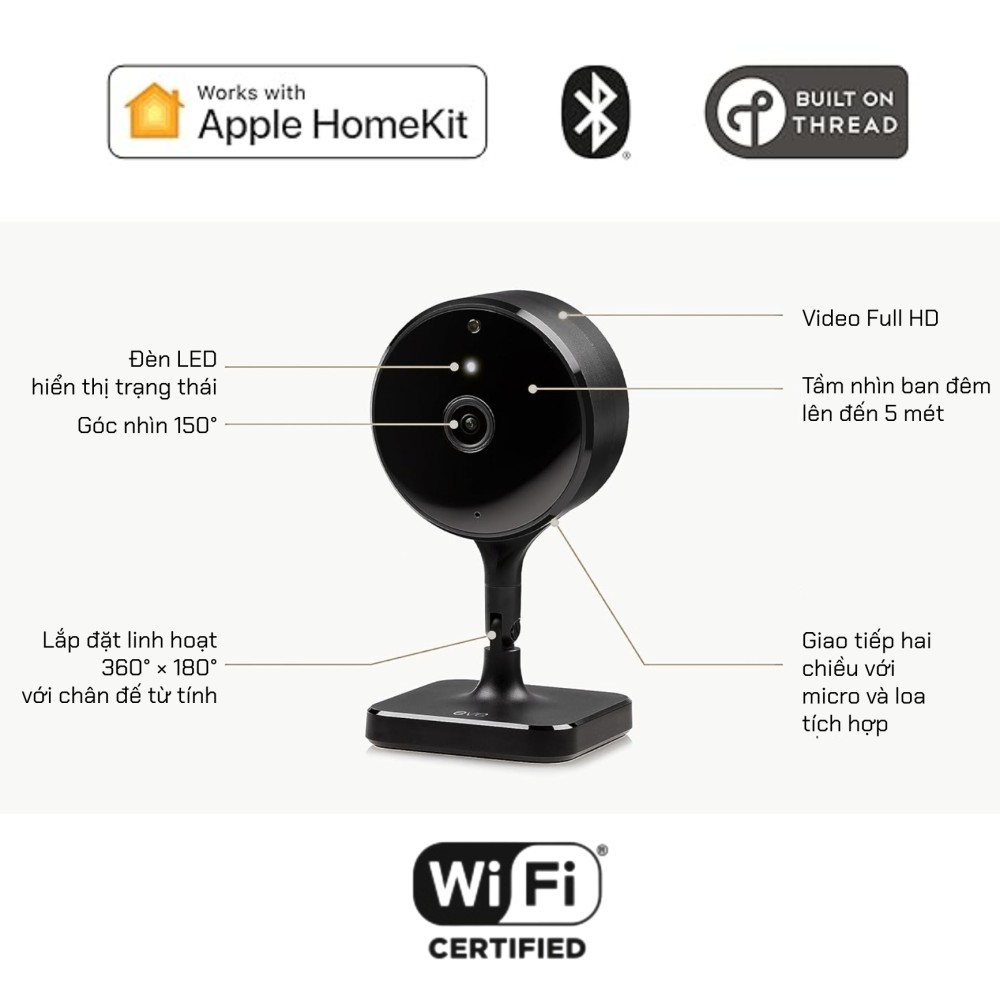 Camera trong nhà IP65 Eve Cam, Wi-Fi, Apple HomeKit - 20ECJ9901 slide 8