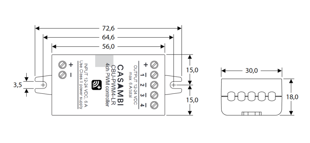CBU-PWM4-LR - Bộ điều khiển chiếu sáng RGBW & tunable white Bluetooth Casambi slide 3