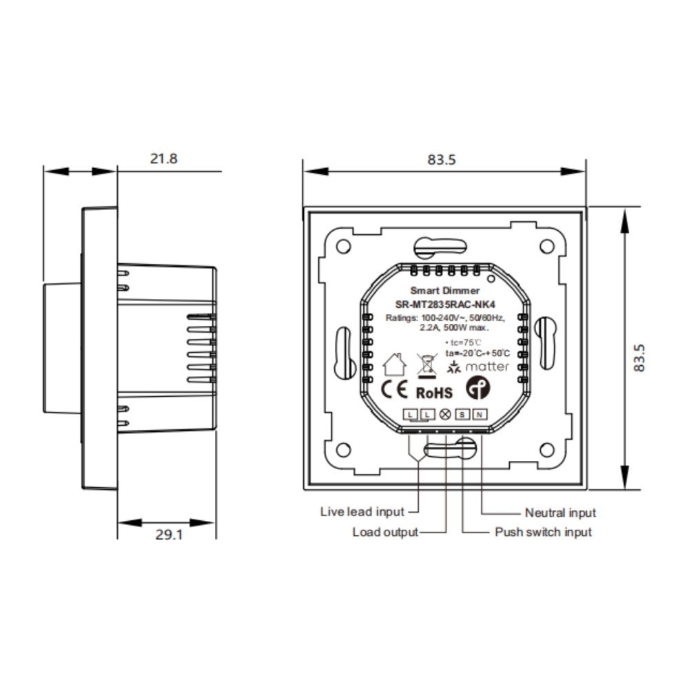 Công tắc điều khiển núm xoay dimmer 4 phím thông minh Matter + ZigBee Sunricher - SR-MT2835RAC-NK4 slide 1