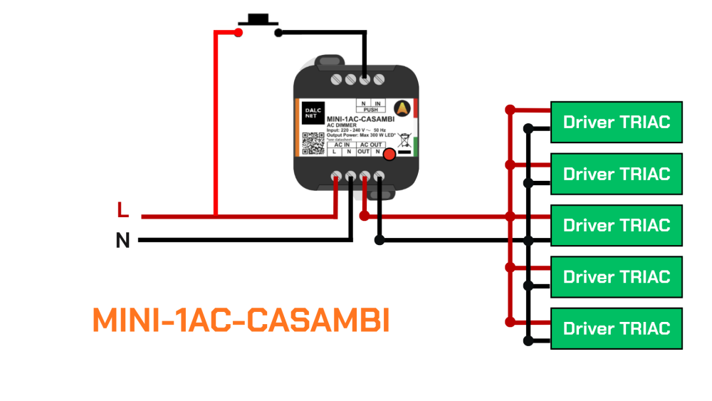 Bộ điều khiển dimmer Triac Casambi 1 kênh DALCNET - MINI-1AC-CASAMBI slide 2