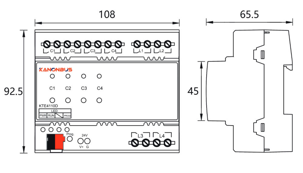 Bộ điều khiển chiếu sáng 0/1-10V KNX Kanonbus - KTE4110D slide 1