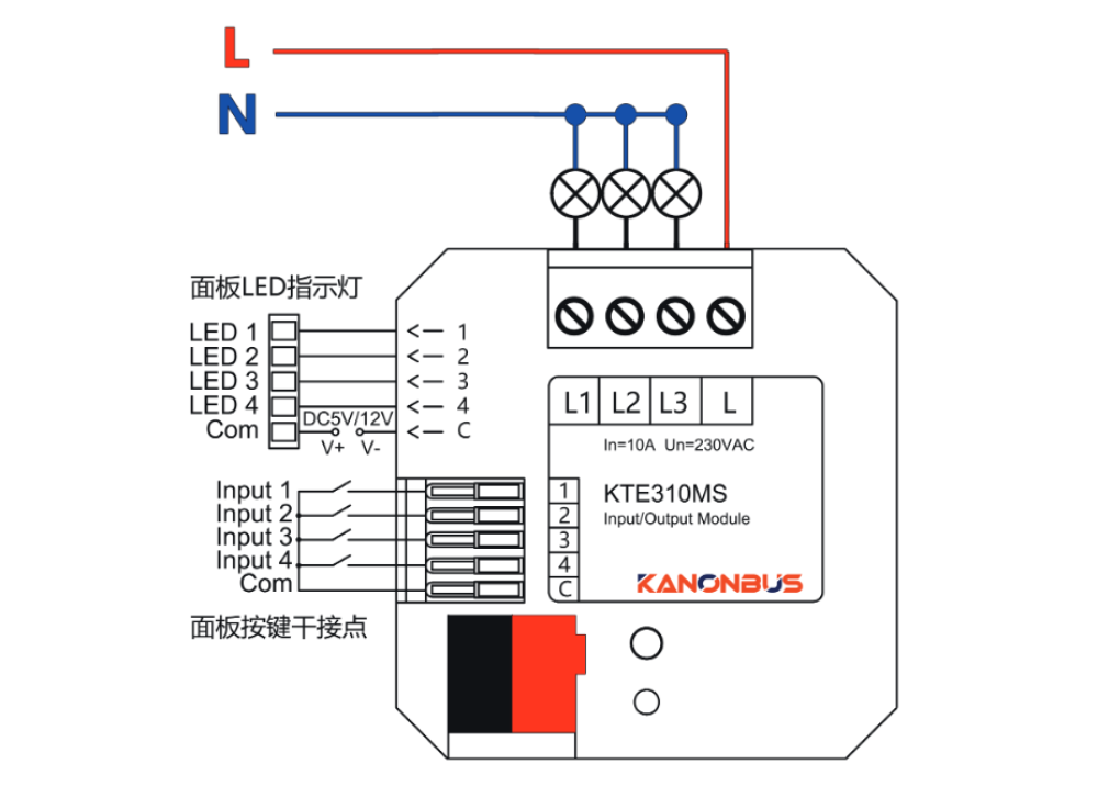 Bộ điều khiển chiếu sáng on/off KNX Kanonbus - KTE310MS slide 2