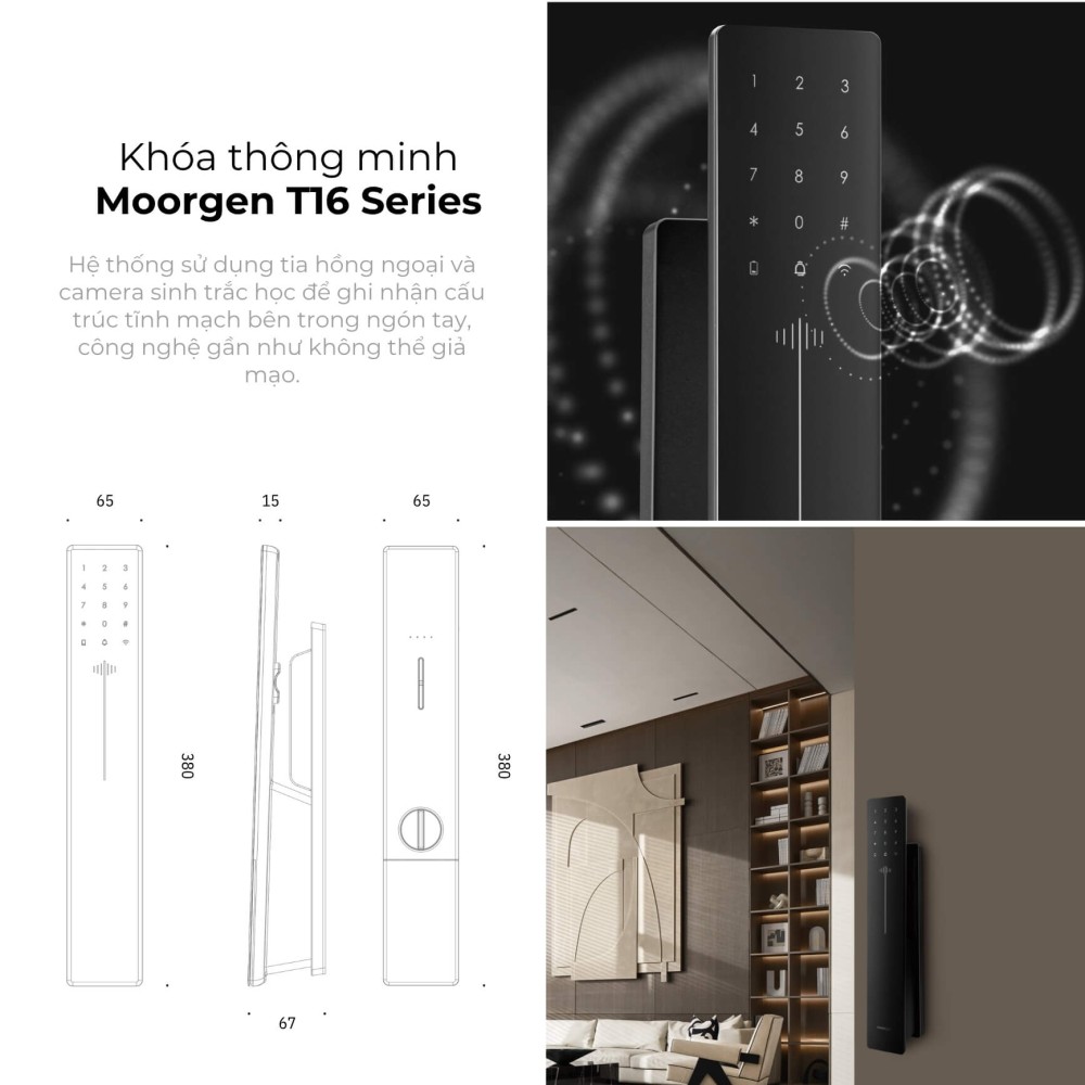 Khóa cửa thông minh vân tay tĩnh mạch T16 Moorgen 5