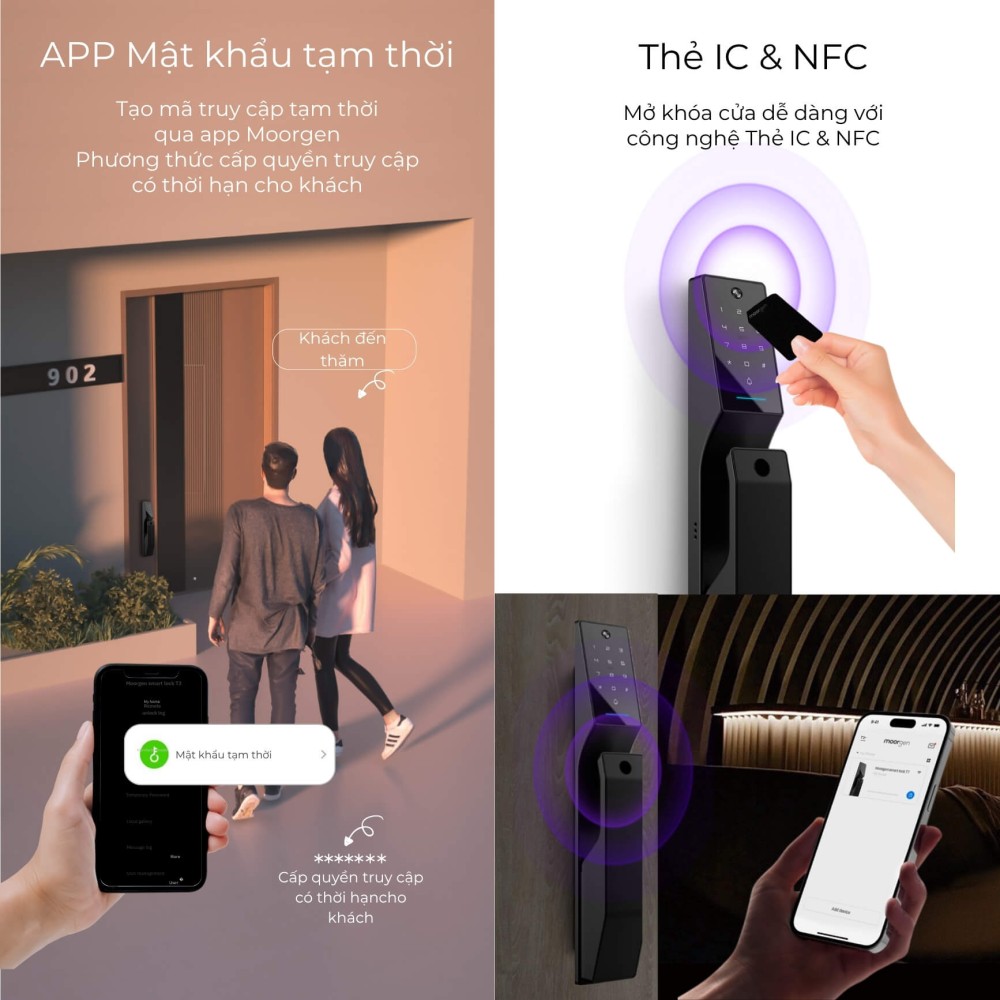 Khóa cửa thông minh vân tay tĩnh mạch T3+ Moorgen 4