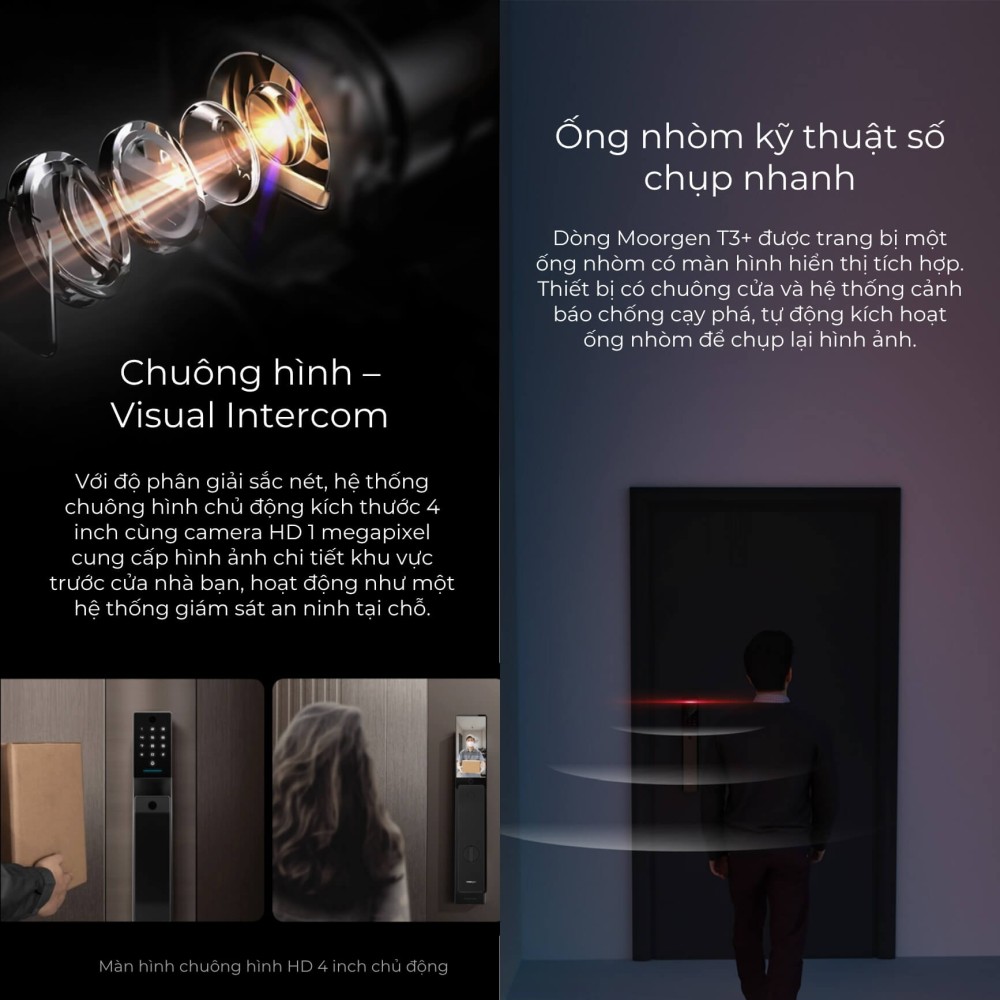 Khóa cửa thông minh vân tay tĩnh mạch T3+ Moorgen 3