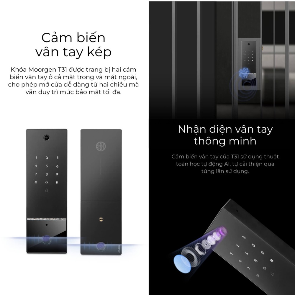 Khóa cửa thông minh vân tay tĩnh mạch T31 Moorgen slide 2