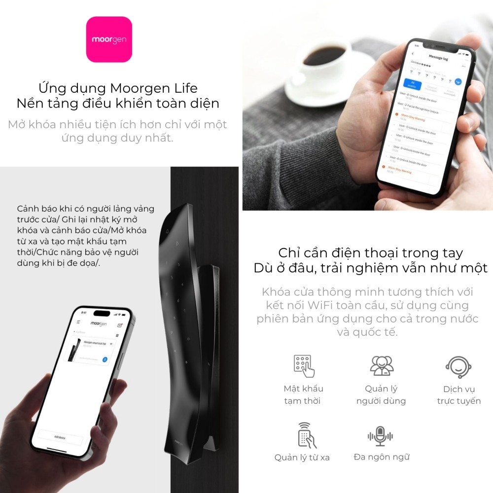 Khóa cửa thông minh vân tay tĩnh mạch T66 Moorgen 7