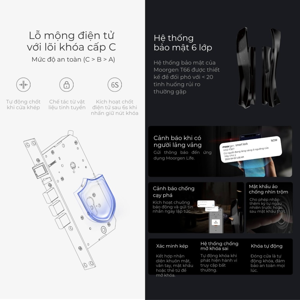 Khóa cửa thông minh vân tay tĩnh mạch T66 Moorgen 9