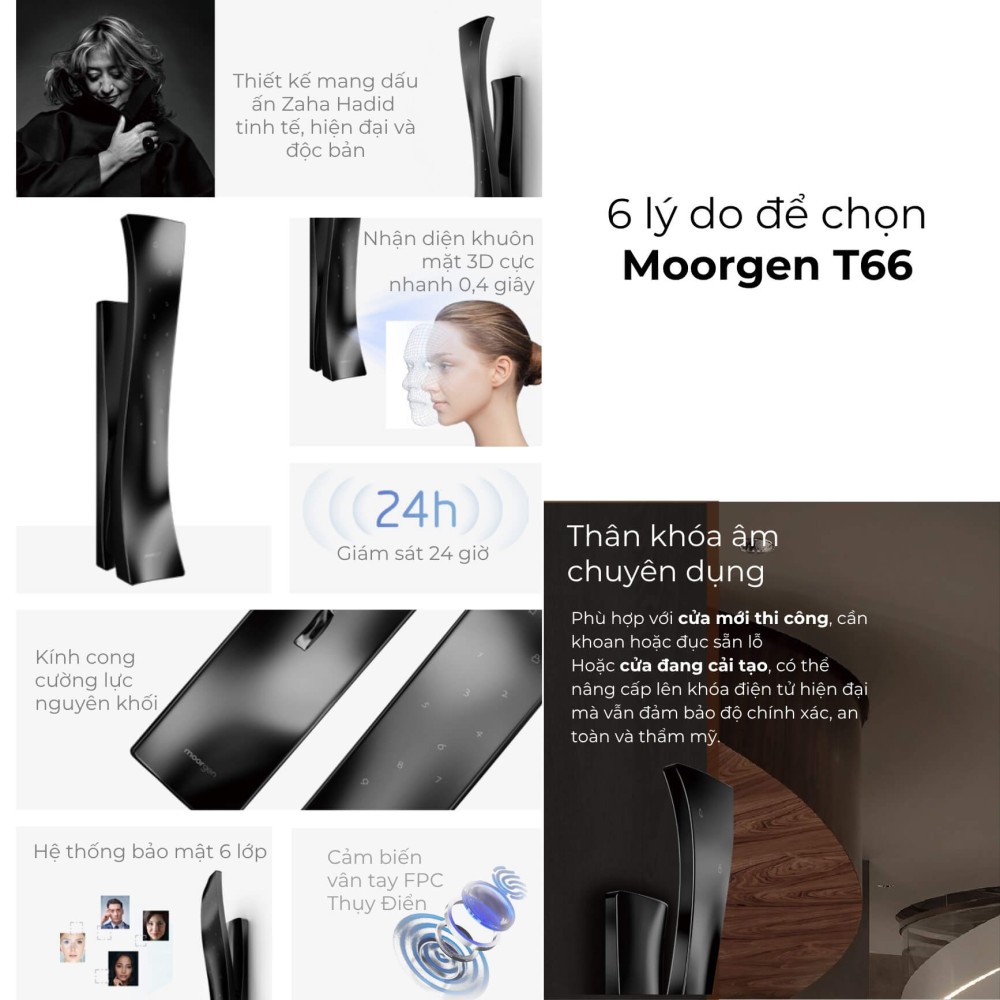 Khóa cửa thông minh vân tay tĩnh mạch T66 Moorgen 2