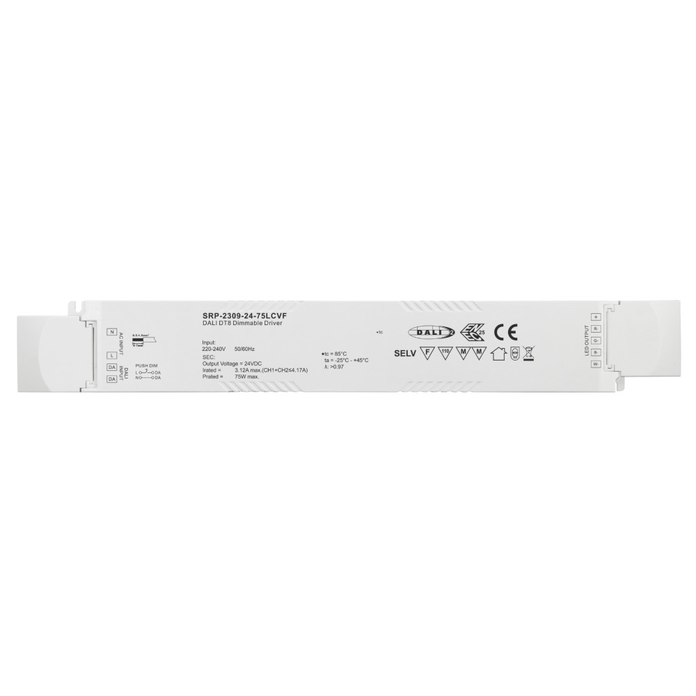 LED driver 75W 4CH 24VDC DALI DT8 Sunricher - SRP-2309-24-75LCVF