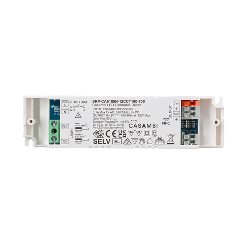 LED Driver CC Casambi 12W 6-42V 2 kênh NFC - SRP-CA9105N-12CCT100-700 slide 1