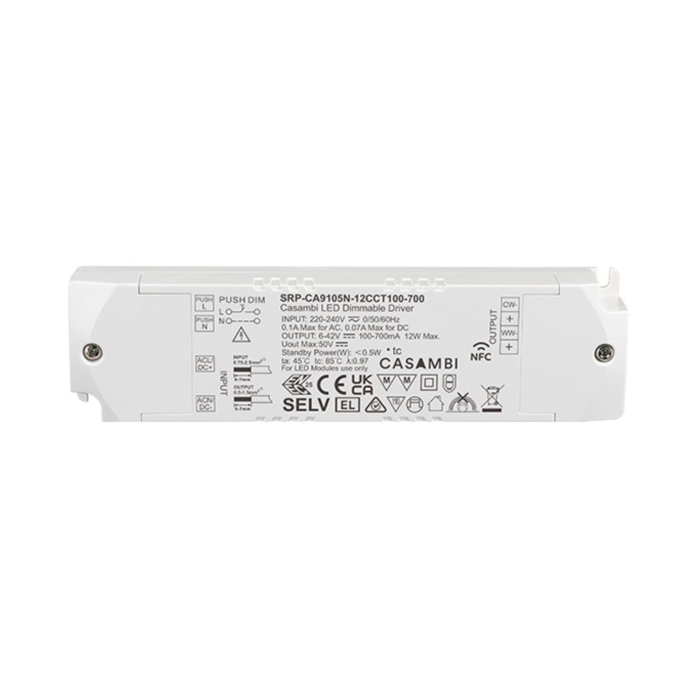 LED Driver CC Casambi 12W 6-42V 2 kênh NFC - SRP-CA9105N-12CCT100-700