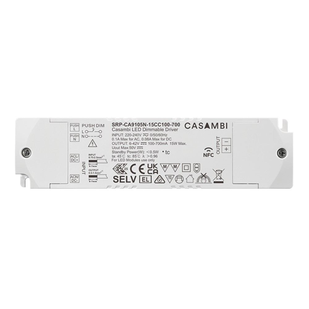 LED Driver CC Casambi 15W 6-42V 1 kênh NFC - SRP-CA9105N-15CC100-700 slide 4