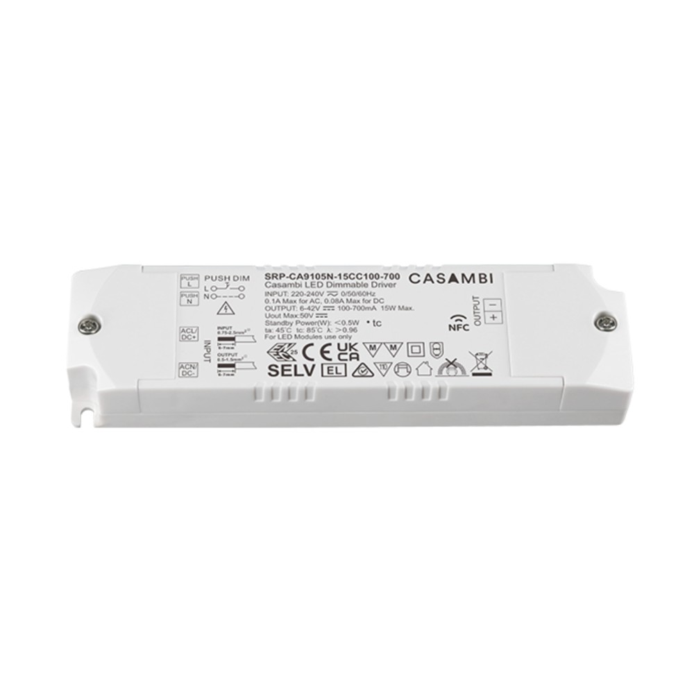 LED Driver CC Casambi 15W 6-42V 1 kênh NFC - SRP-CA9105N-15CC100-700