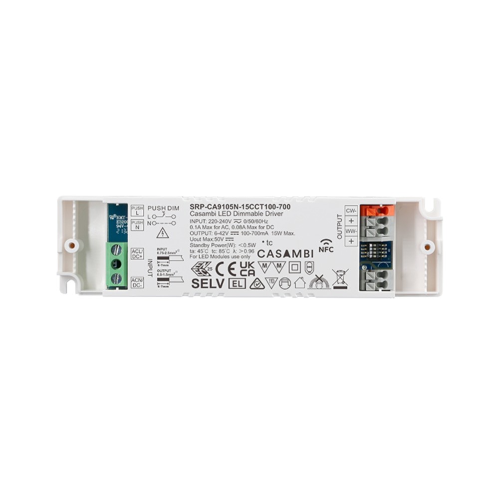 LED Driver CC Casambi 15W 6-42V 2 kênh NFC - SRP-CA9105N-15CCT100-700 slide 1