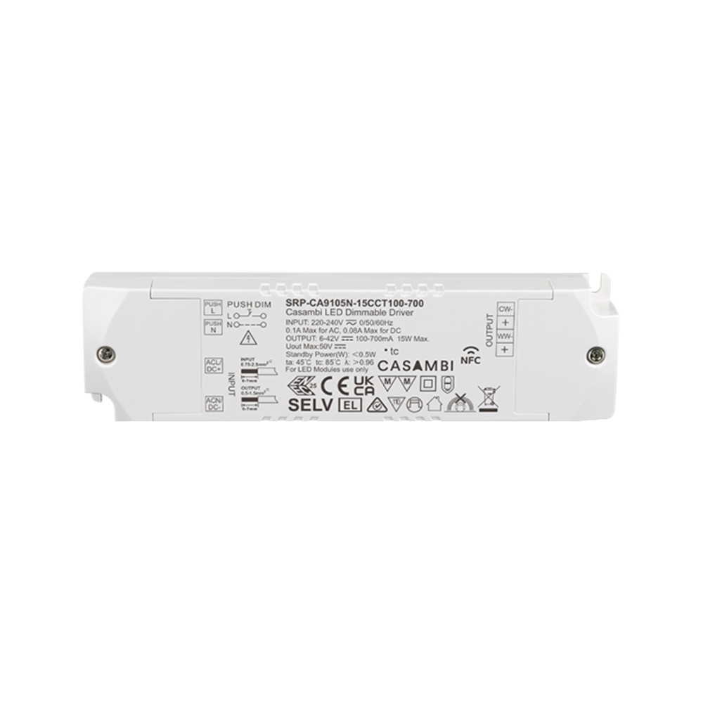 LED Driver CC Casambi 15W 6-42V 2 kênh NFC - SRP-CA9105N-15CCT100-700