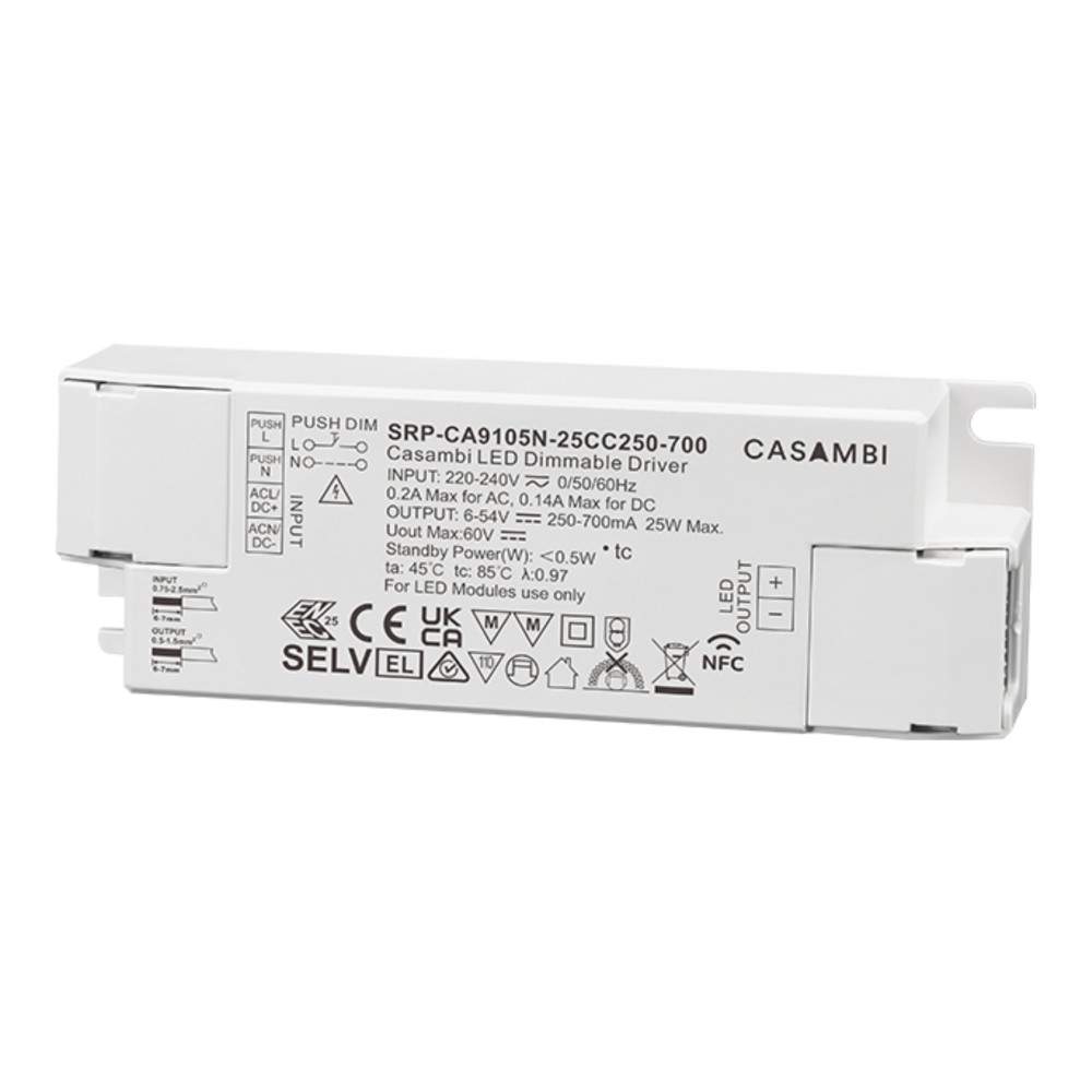 LED Driver CC Casambi 25W 6-54V 1 kênh NFC - SRP-CA9105N-25CC250-700 slide 1
