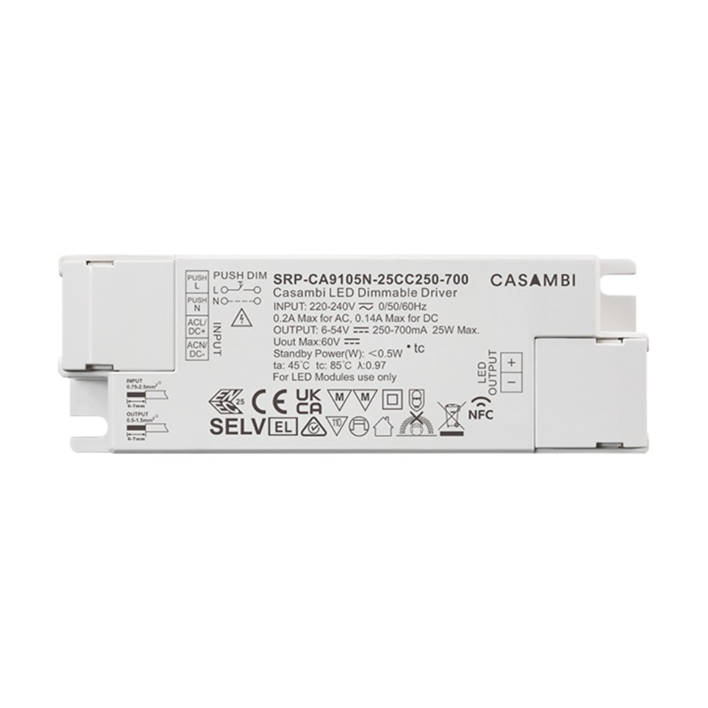 LED Driver CC Casambi 25W 6-54V 1 kênh NFC - SRP-CA9105N-25CC250-700 slide 4