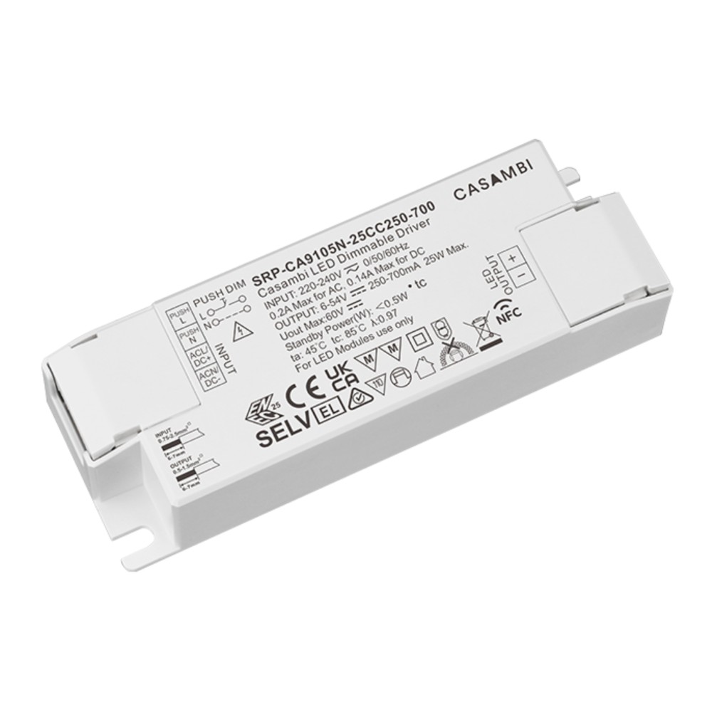 LED Driver CC Casambi 25W 6-54V 1 kênh NFC - SRP-CA9105N-25CC250-700