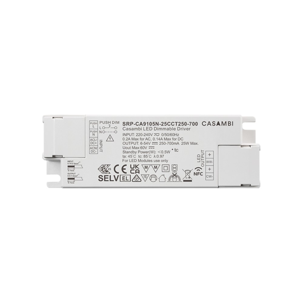 LED Driver CC Casambi 25W 6-54V 2 kênh NFC - SRP-CA9105N-25CCT250-700 slide 1