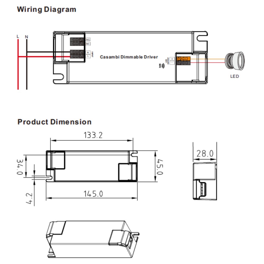 LED Driver CC Casambi 36W 6-54V 1 kênh NFC - SRP-CA9105N-36CC350-1050 slide 3